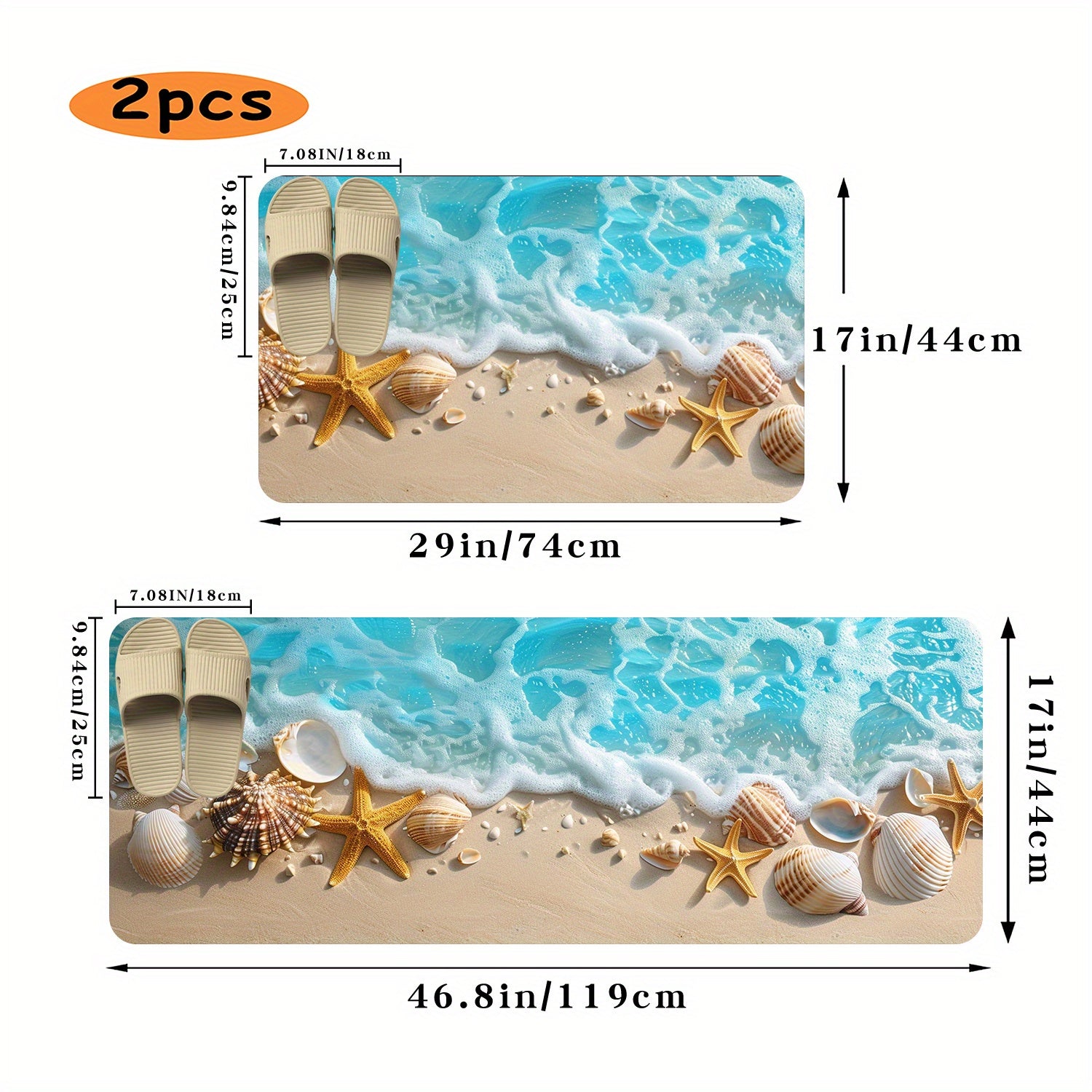 Coastal Shore Bathroom Mats with Seashell Design from Beachtique