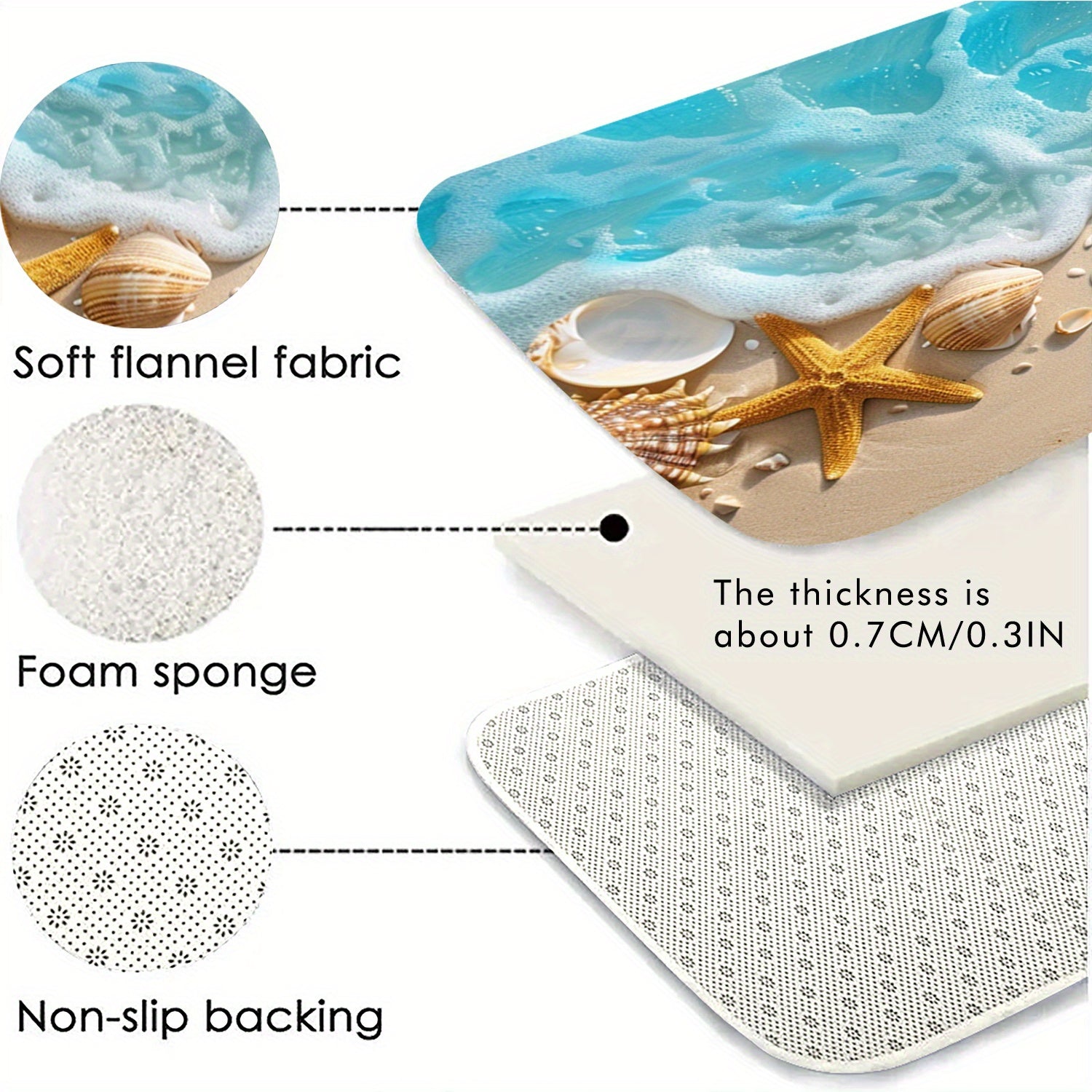 Beachtique Coastal Seashell Bathroom Mat Set