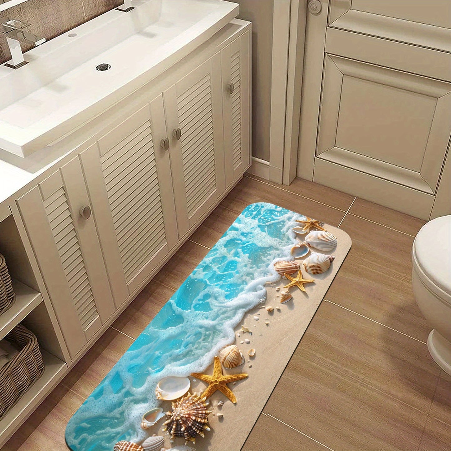 Coastal Seashell Bathroom Mat Set from Beachtique