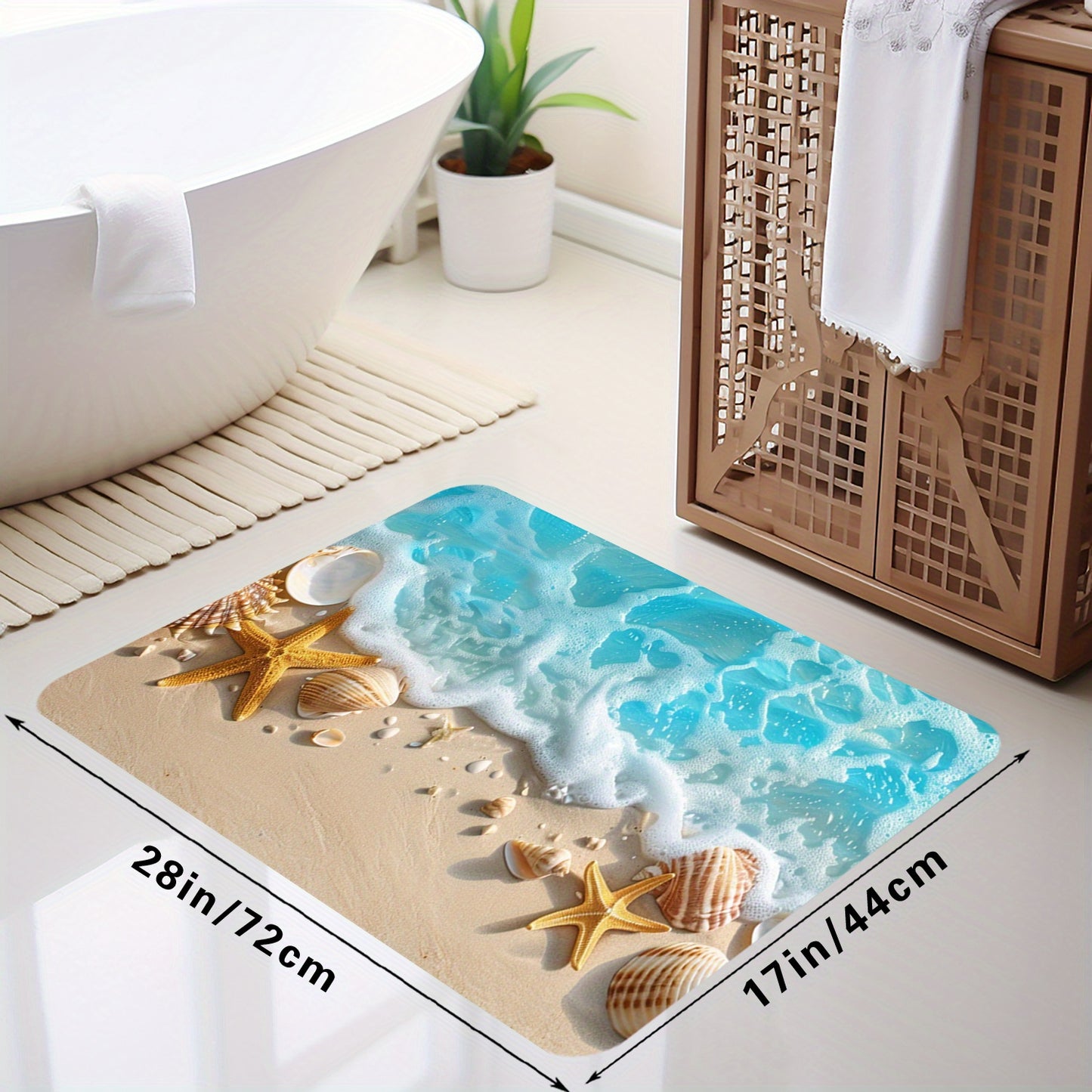 Bathroom Mat Set with Seashell Coastal Theme from Beachtique