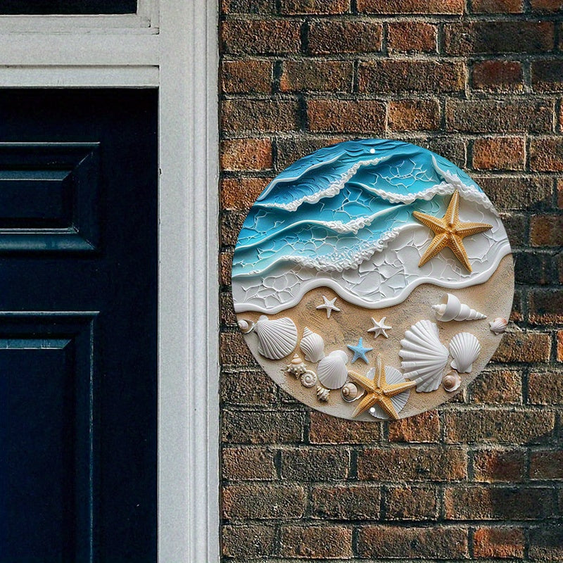 Circular Ocean Wreath with Starfish & Shells Beach Themed Art from Beachtique