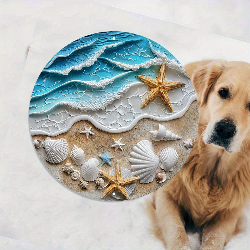 Shells Beach with Starfish & Themed Art - Circular Ocean Printed from Beachtique