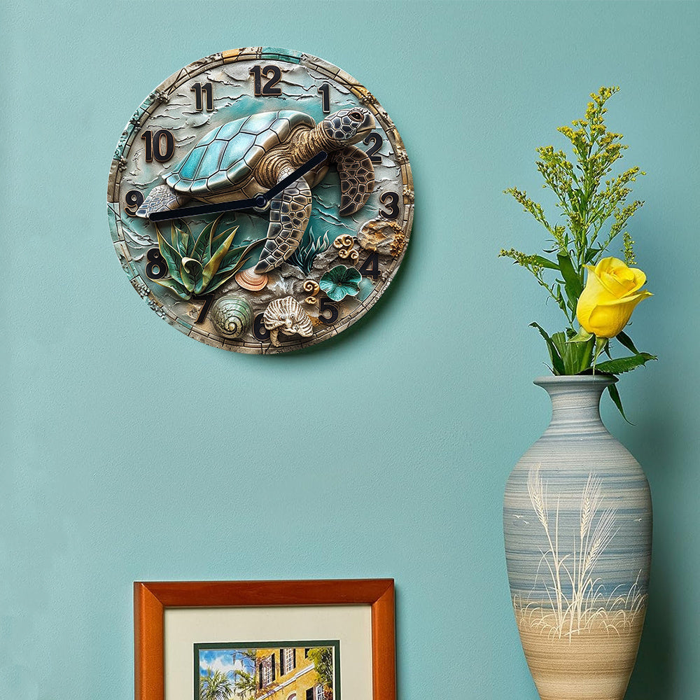 Make a Splash with this Unique Sea Turtle Design Wall Clock from Beachtique