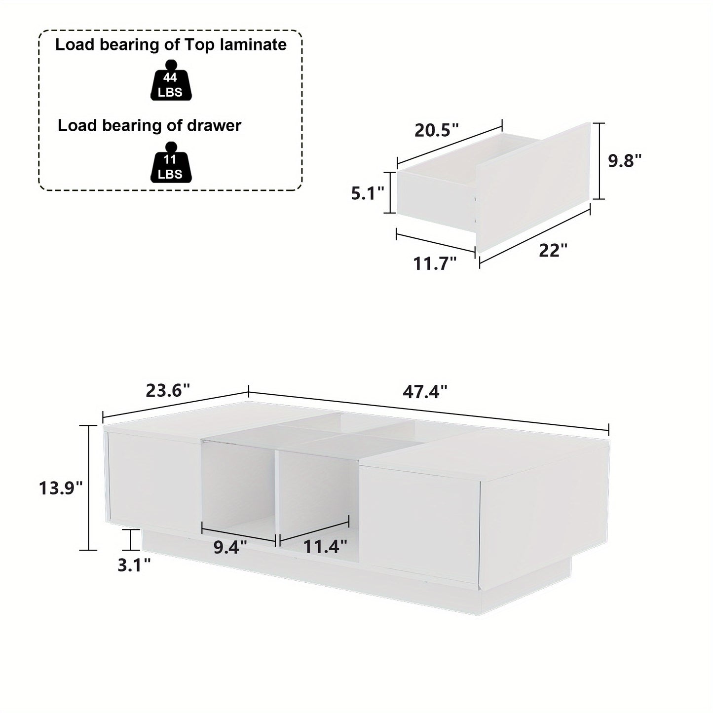 Modern LED Coffee Table - High Gloss Finish from Beachtique Beach Boutique