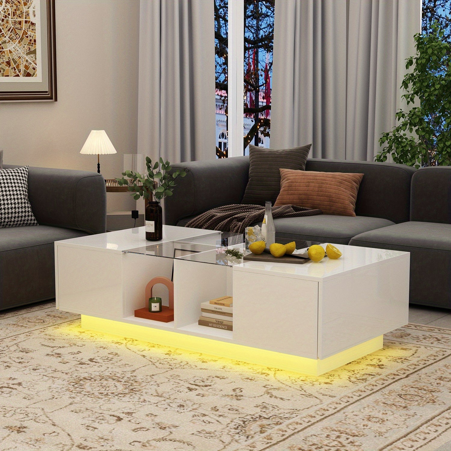 LED Coffee Table with High Gloss Finish - Contemporary Living Room Furniture from Beachtique Beach Boutique