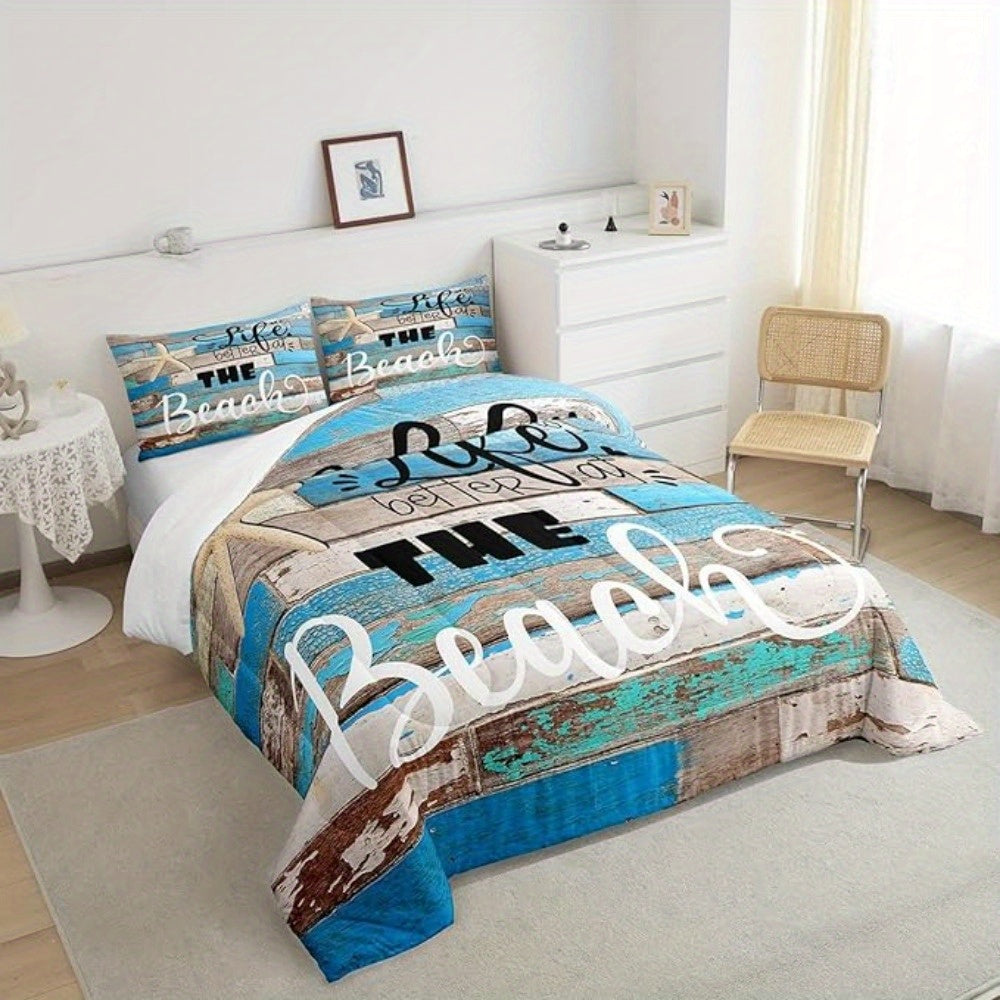 Coastal and Comfy "Life is Better at the Beach" Comforter Set from Beachtique