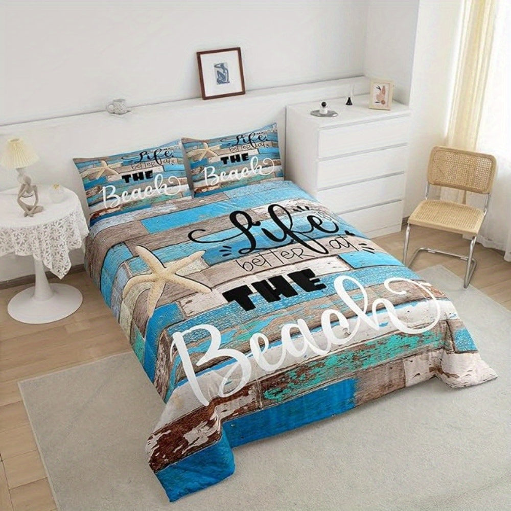 Beach-Themed Bedroom "Life is Better at the Beach" Comforter Set from Beachtique