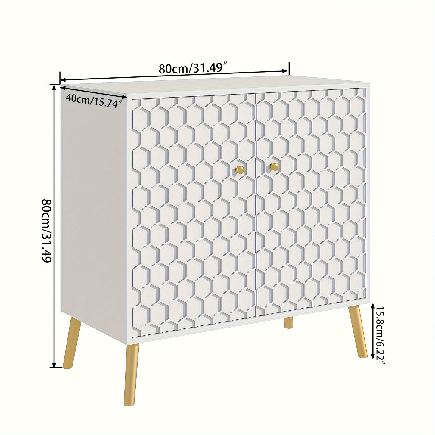 Modern Hexagonal Cabinet Honeycomb Design White Storage Cupboard from Beachtique