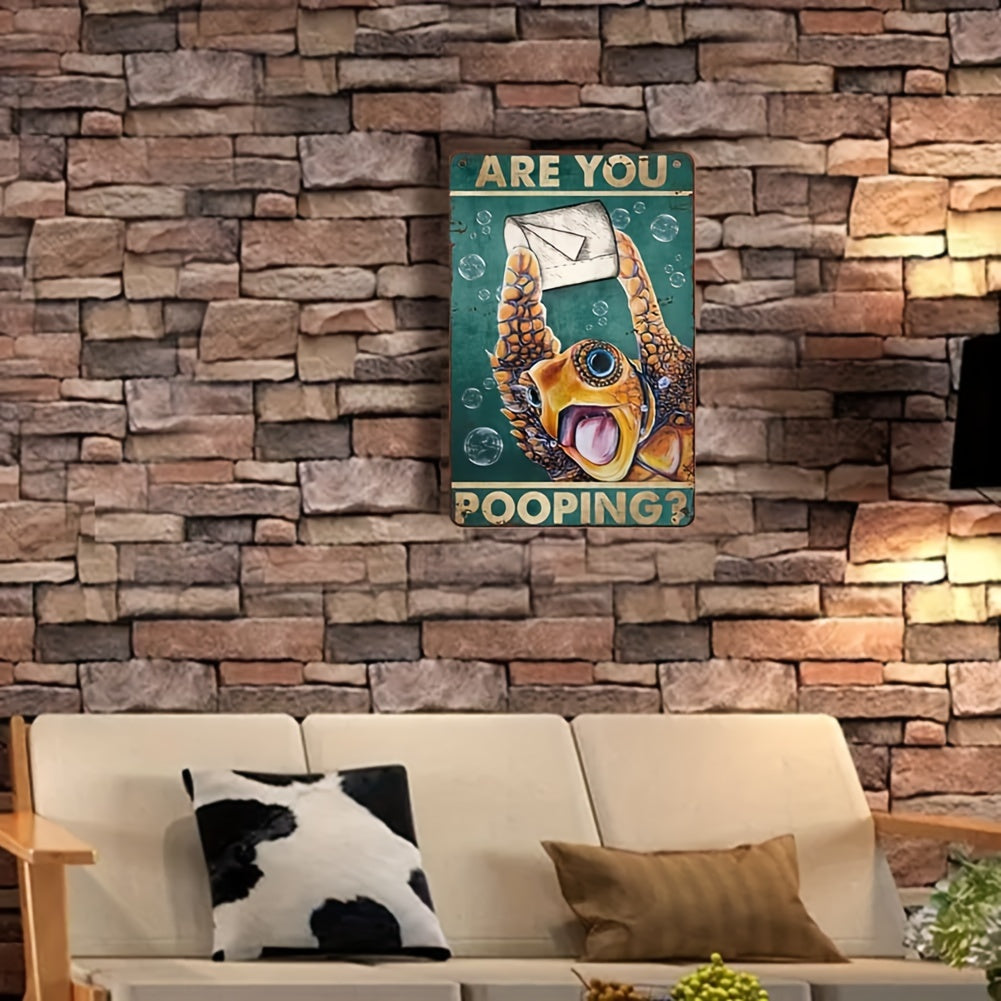 Sea Turtle-Themed Bathroom Sign - "Are You Pooping?" Beachtique Decor