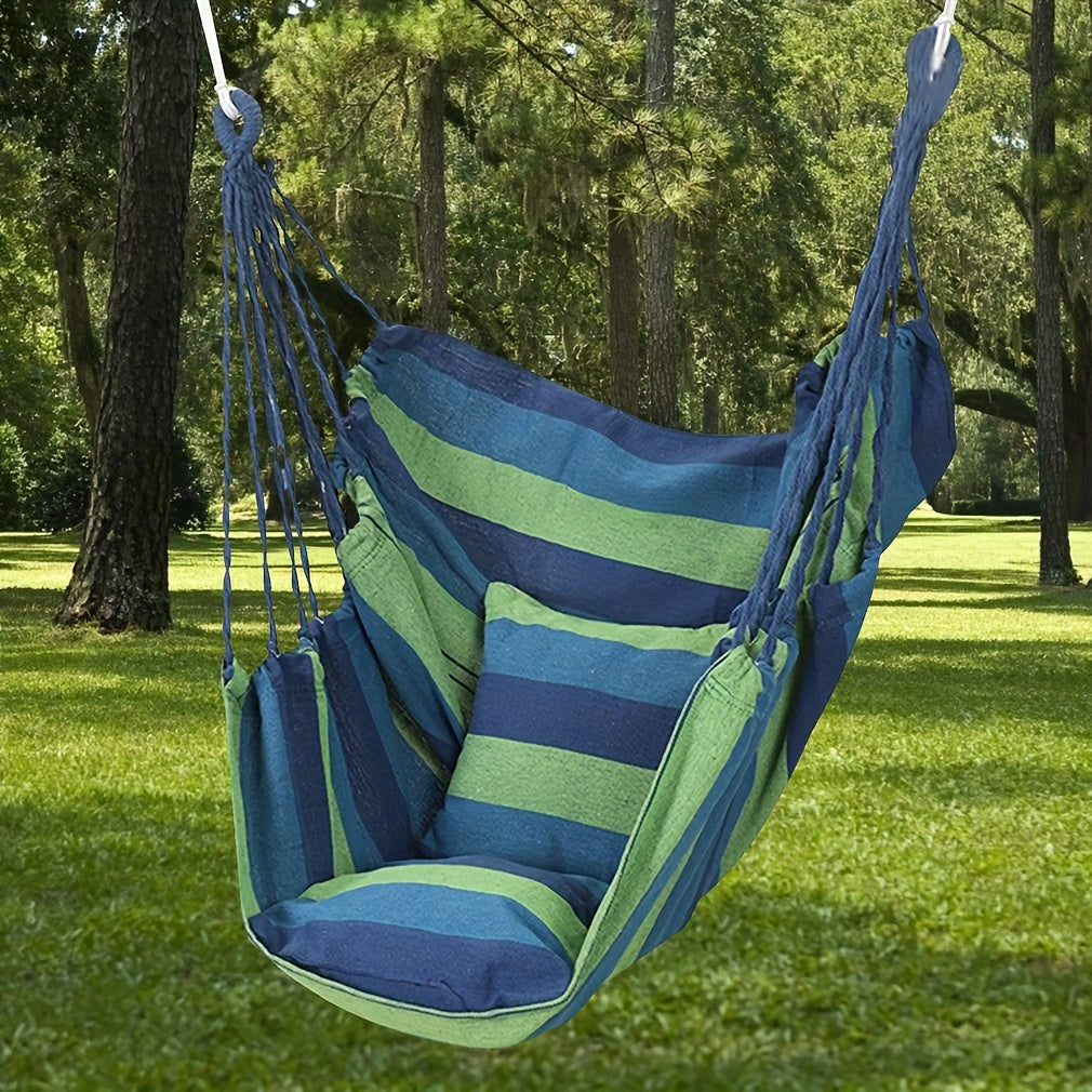 Outdoor Patio Blue and Green Canvas Hammock Chair from Beachtique