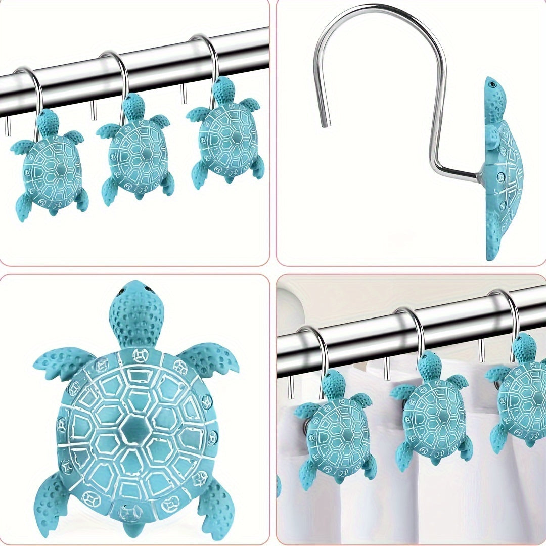 Light Blue Turtle Shower Curtain Hooks. Bathroom decorative accessories for Ocean-Themed Bathroom Decor from Beachtique Beach Boutique