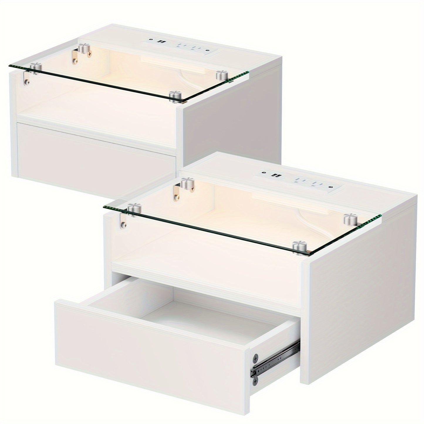 Modern White LED Floating Nightstand from Beachtique Beach Boutique