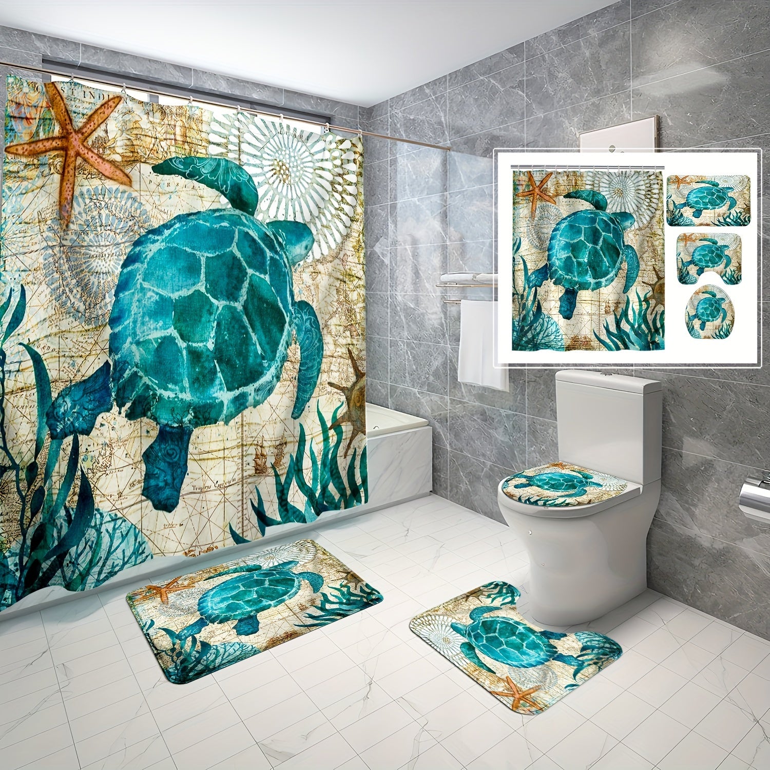 Sea Turtle Complete Bathroom Accessories for Bathroom Home Decor from Beachtique