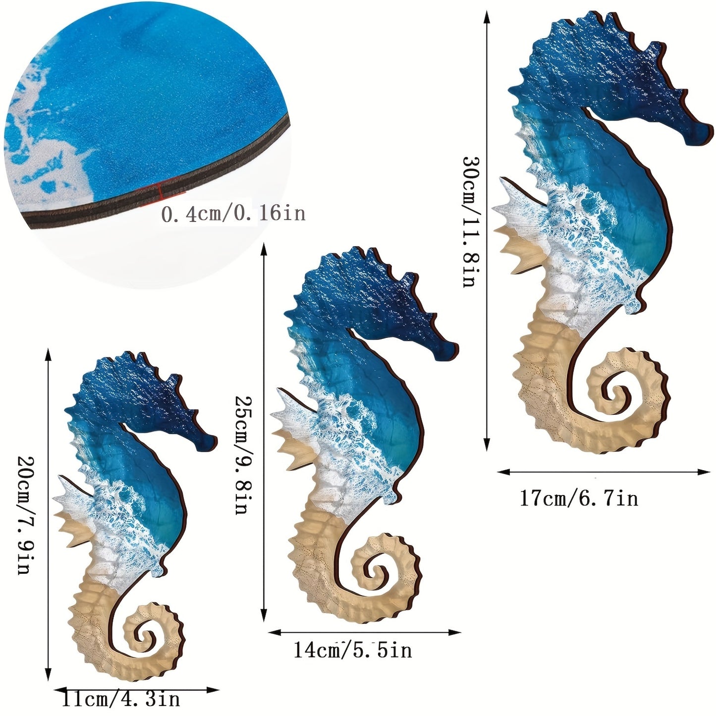 Mediterranean Style Seahorse Wall Decor Beachy Vibes - 3 Piece Set from Beachtique