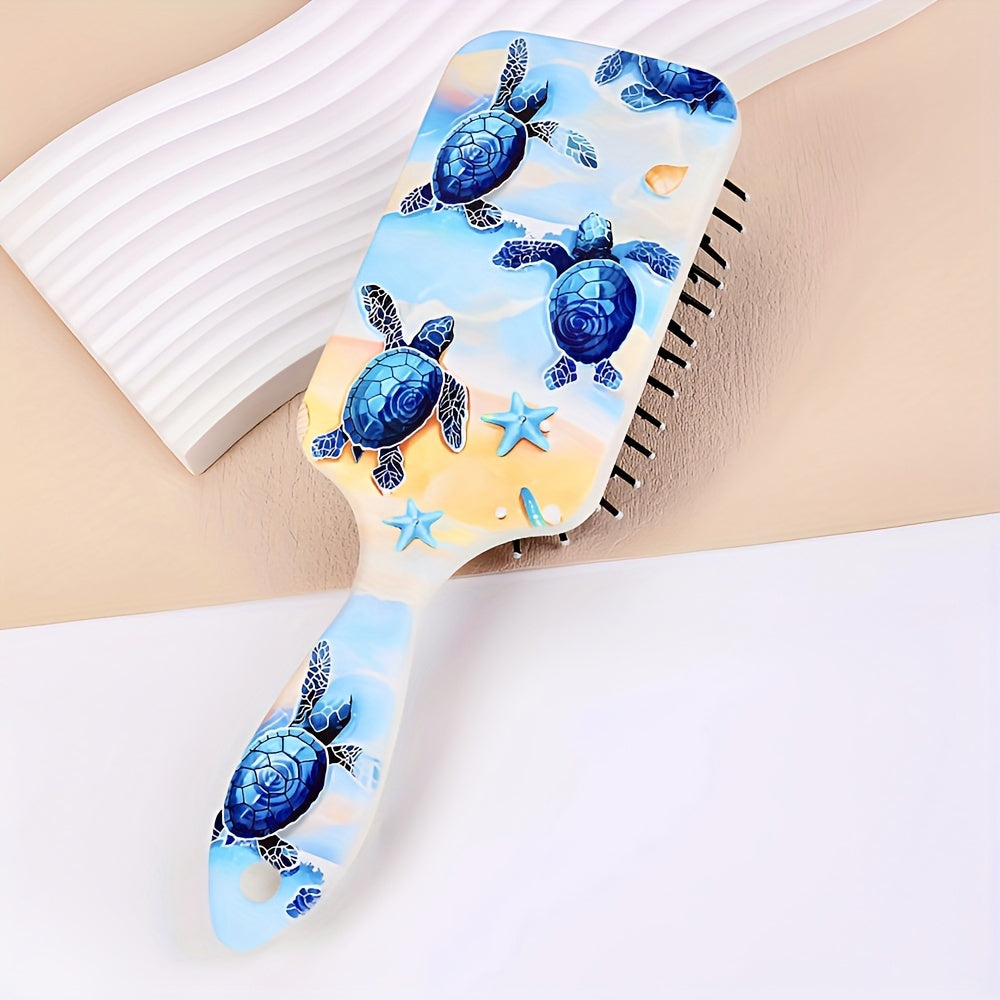 Soft Bristle Hair Brush Blue Sea Turtle Design from Beachtique Beach Boutique Hair Accessories