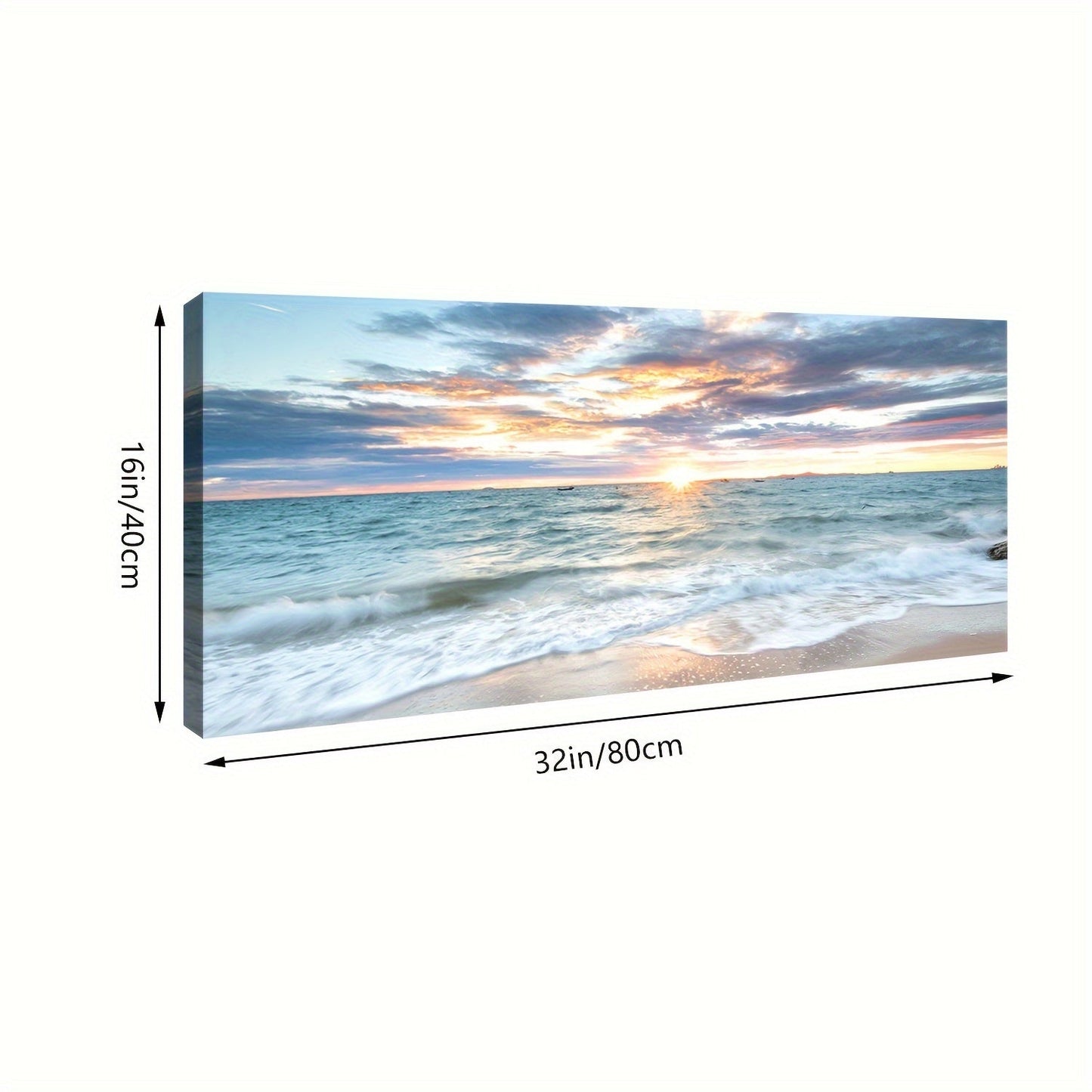 Coastal Pastel Sunset Canvas Wall Art. Beachtique Beach Living Room Decor - 16x32 inches