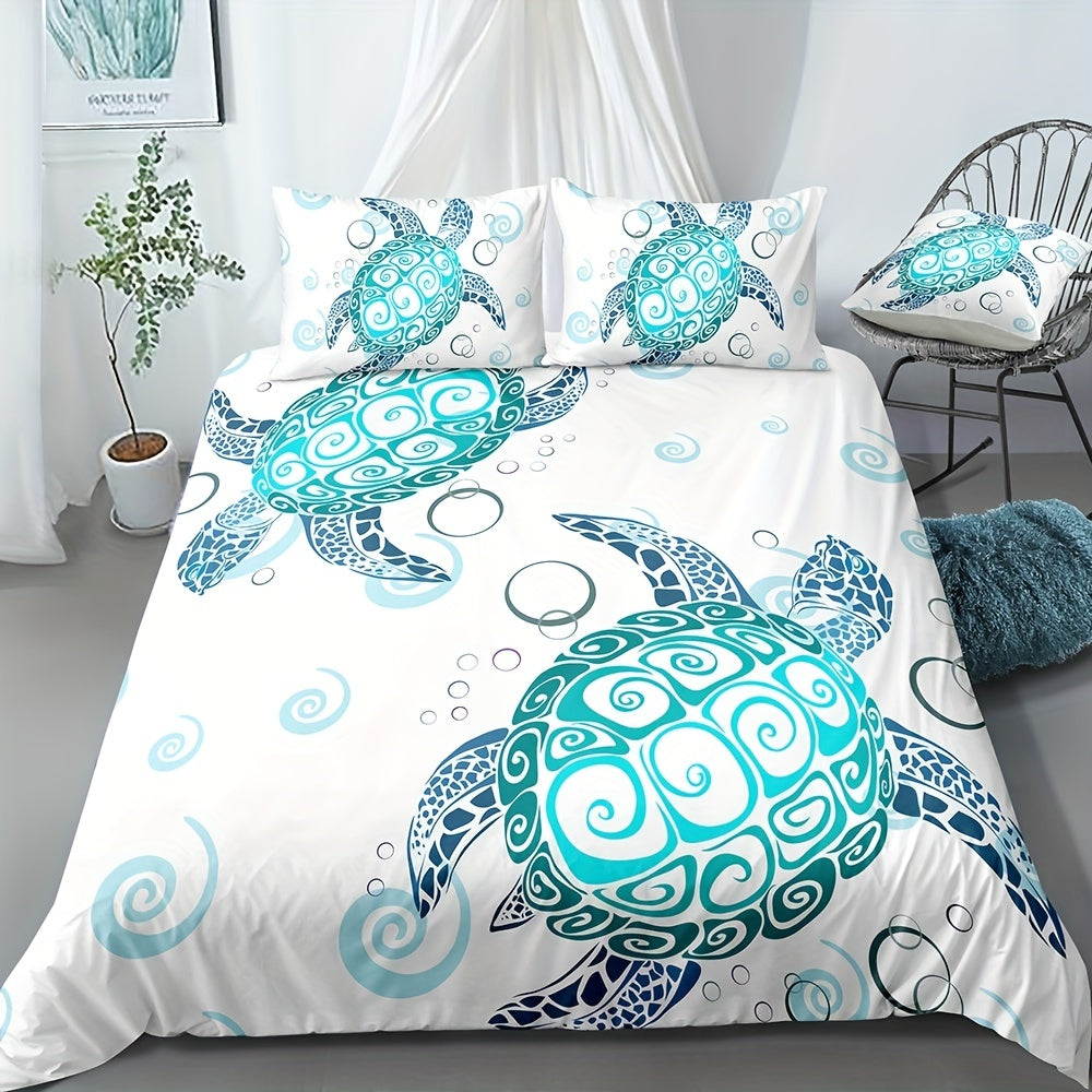 Comfy Turtle Print Duvet Cover 3-piece Set - Twin from Beachtique