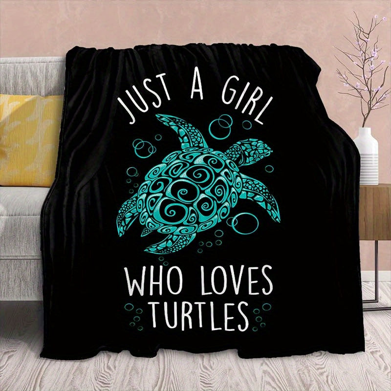 "Just a Girl Who Loves Turtles" Soft Flannel Blanket 