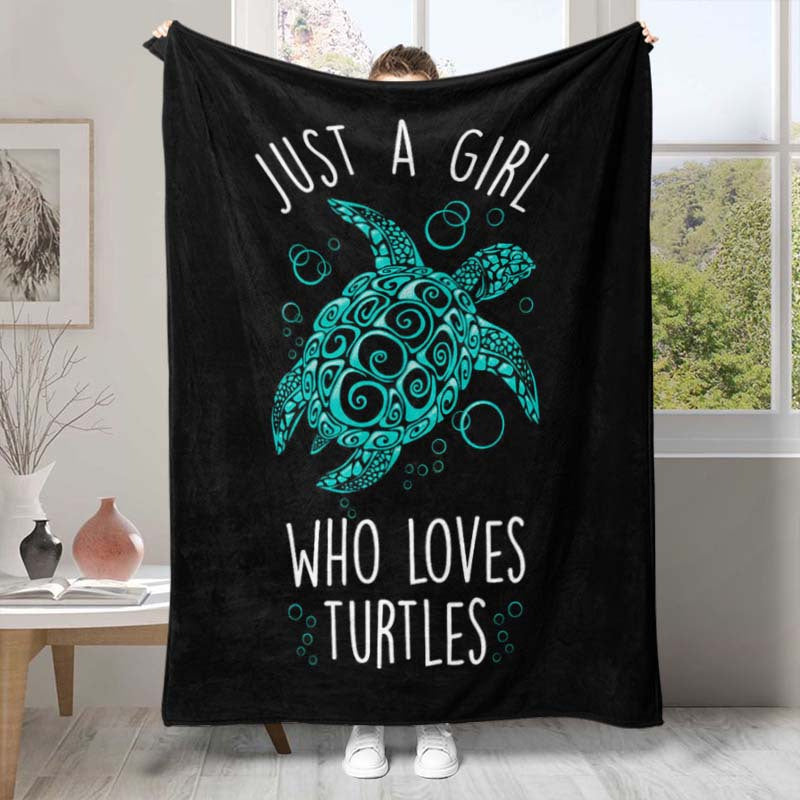 "Just a Girl Who Loves Turtles" Soft Flannel Blanket 