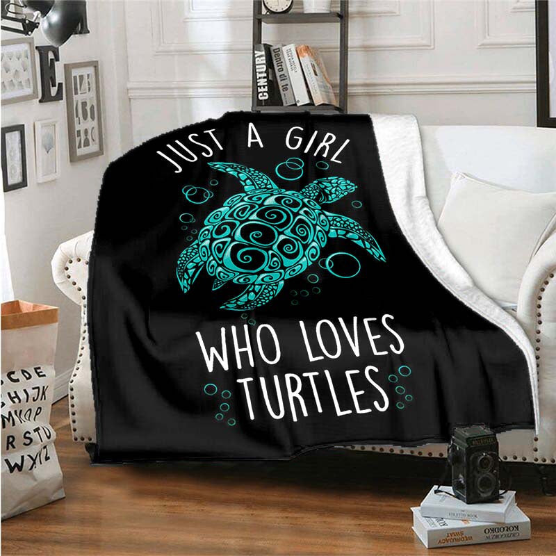 "Just a Girl Who Loves Turtles" Soft Flannel Blanket 