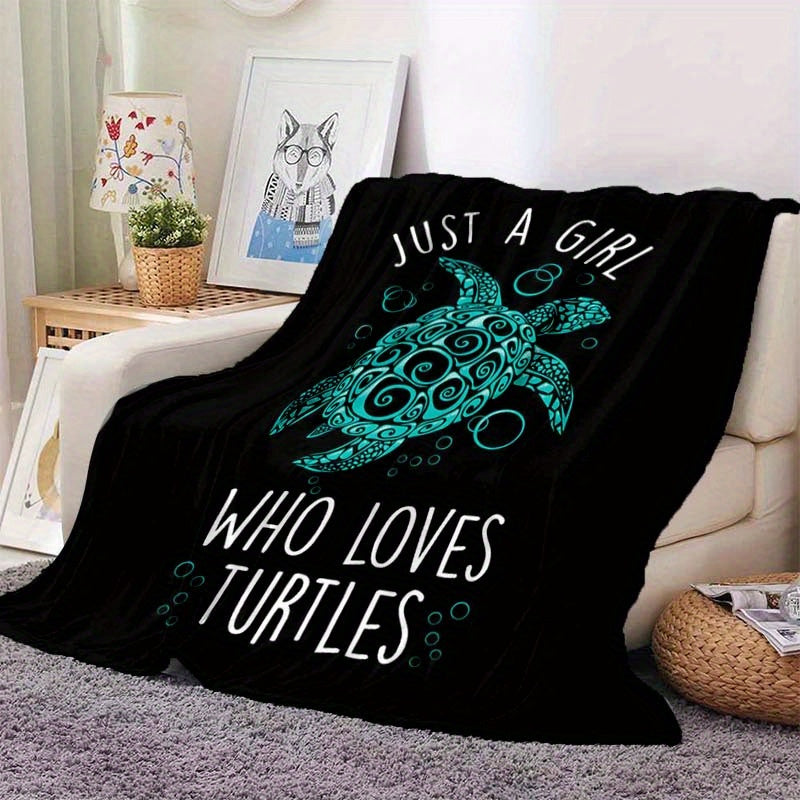 "Just a Girl Who Loves Turtles" Soft Flannel Blanket 