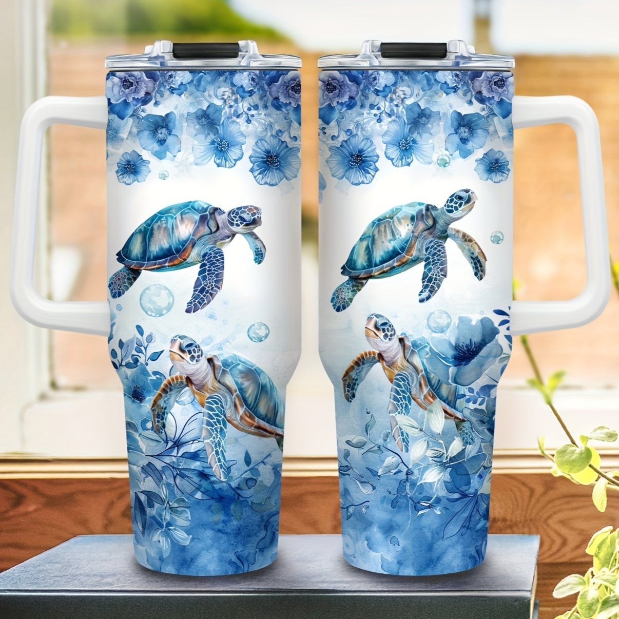 Sea turtle hot cold travel mug Insulated Stainless Steel Turtle Tumbler from Beachtique