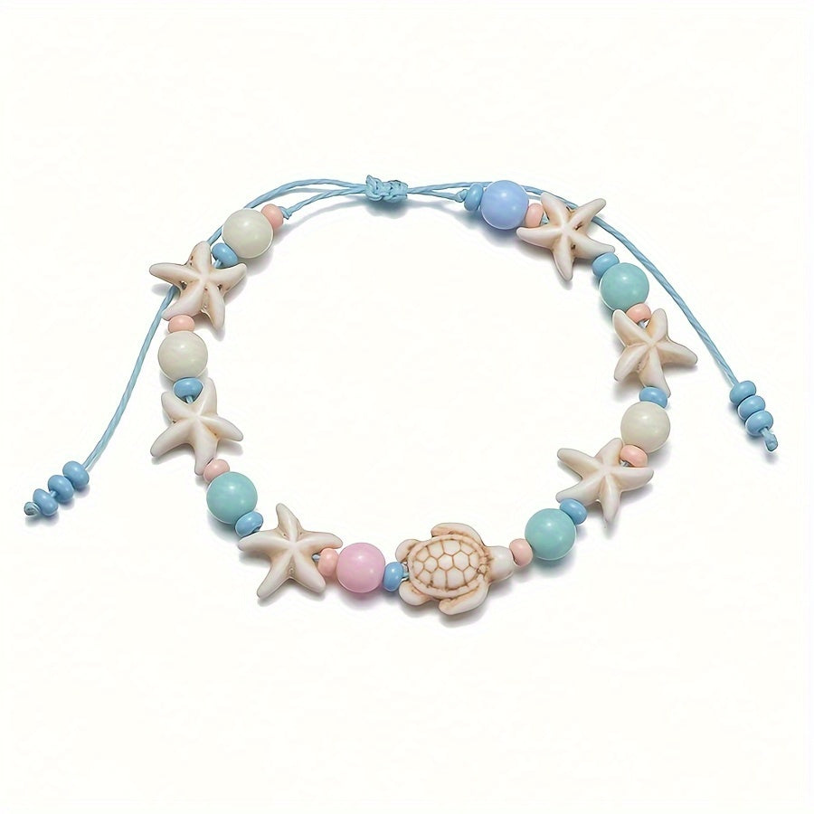 Starfish and Turtle Charm Anklet from Beachtique Beach Boutique - Beach Inspired Jewelry