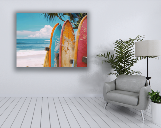 Feel Like You're Catching a Wave Every Day with our Beach Surfboard Canvas Wall Art from Beachtique