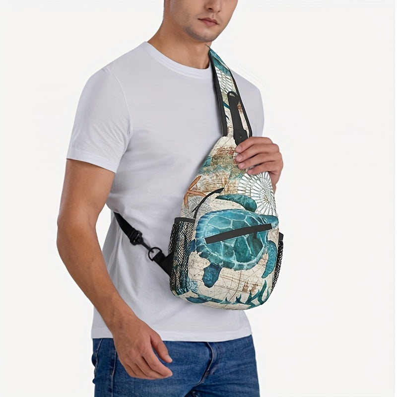 Crossbody Turtle Shoulder Bag Beige and Teal 