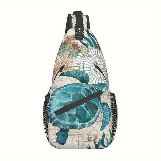 Turtle Shoulder Bag Beige and Teal 