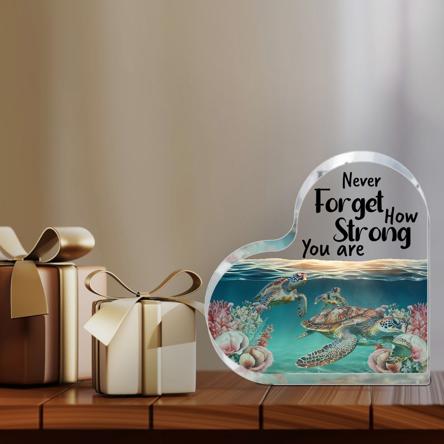 Unique Sea Turtle Acrylic Desktop Decoration - "Never Forget How Strong You Are" from Beachtique